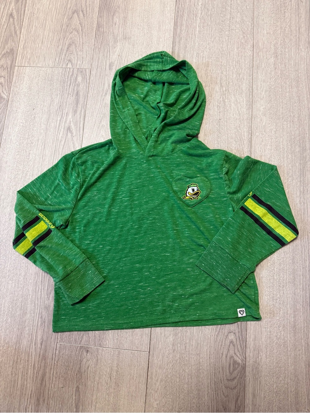 Oregon Ducks Kids Green Hooded Long Sleeve Top with heart pocket Size‎ 10/12